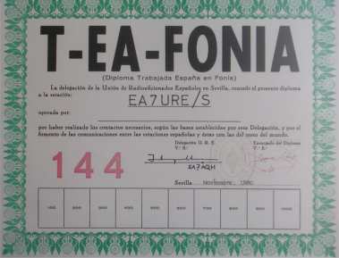 Diploma Trabajada EA Fonía 144 Mhz.